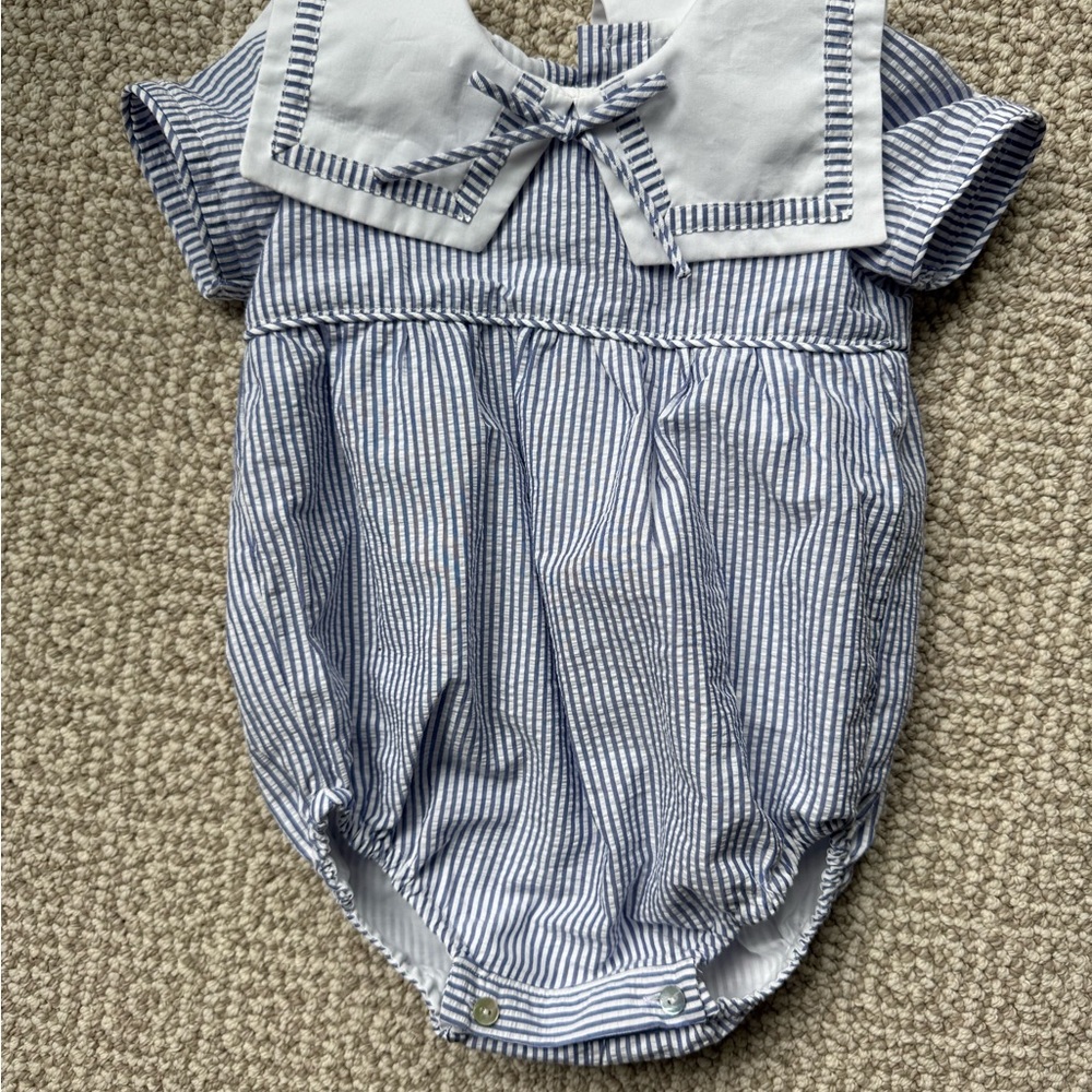 La coqueta seersucker sailor romper